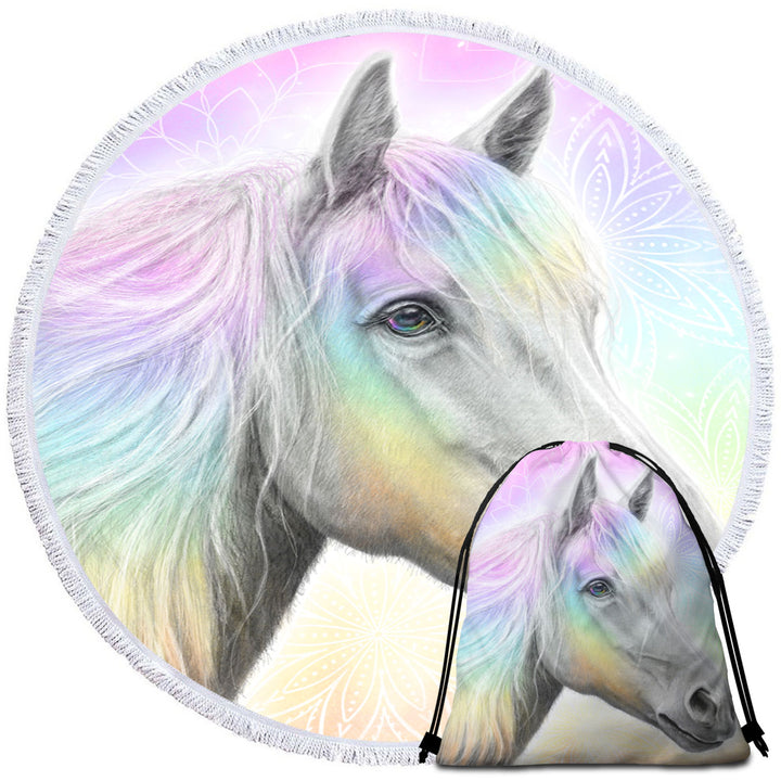 Pastel Dream Horse Circle Beach Towel