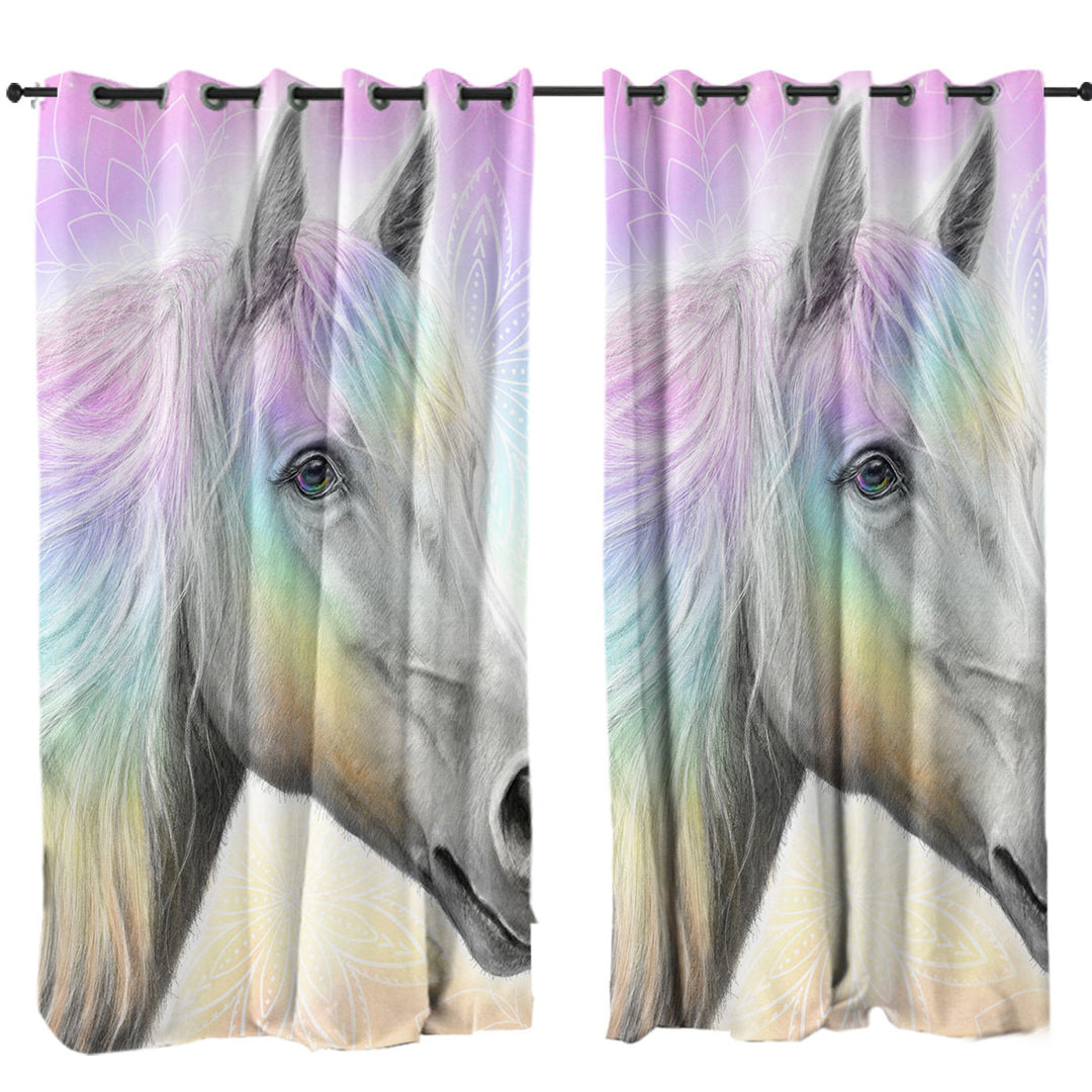 Pastel Dream Horse Drapes for Living Room