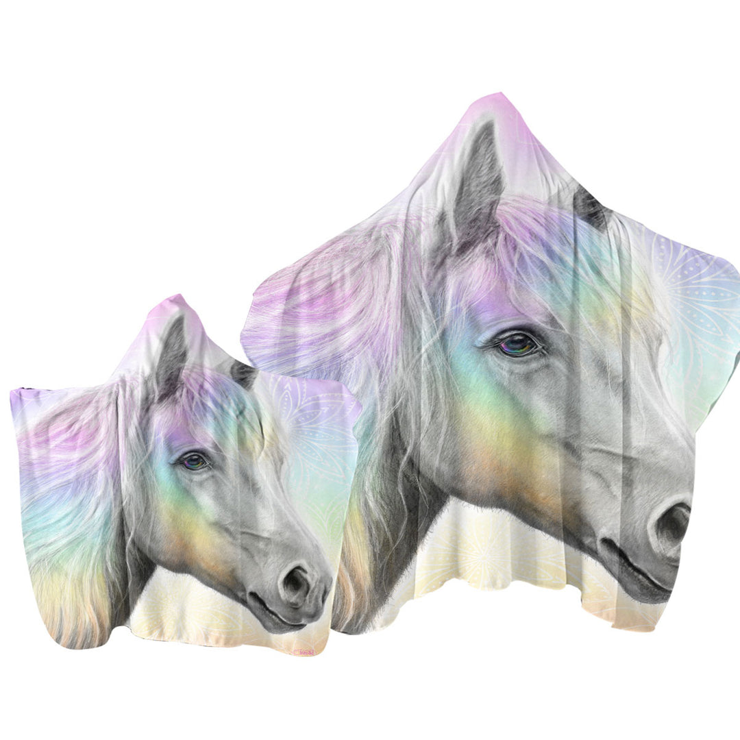 Pastel Dream Horse Hooded Beach Towel