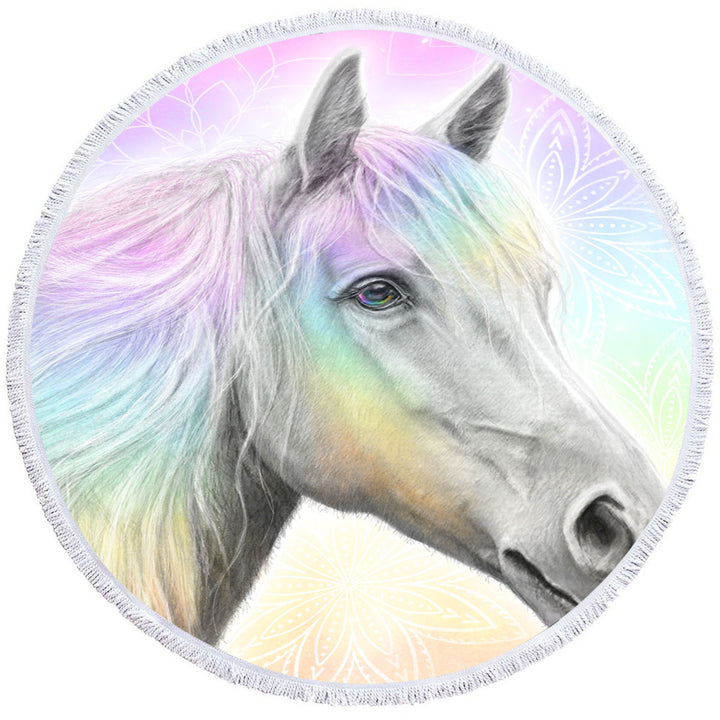 Pastel Dream Horse Round Beach Towel