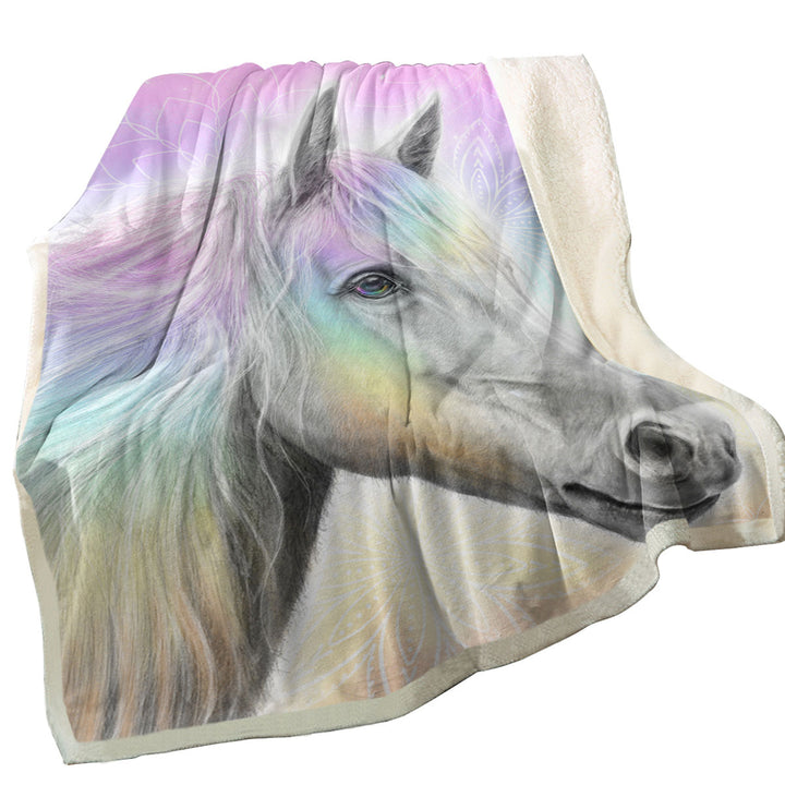 Pastel Dream Horse Sherpa Blanket