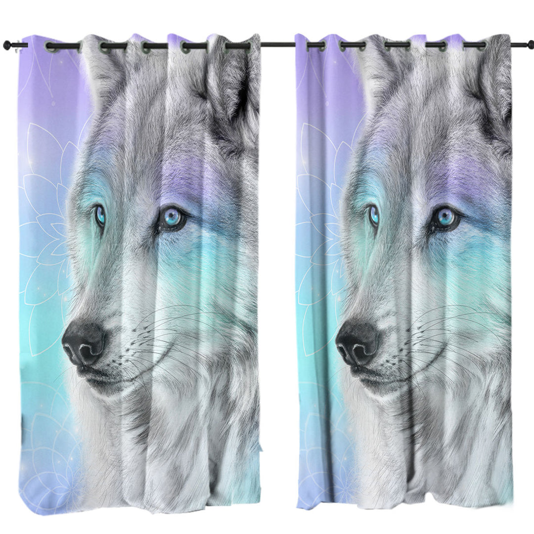 Pastel Dream Wolf Curtain