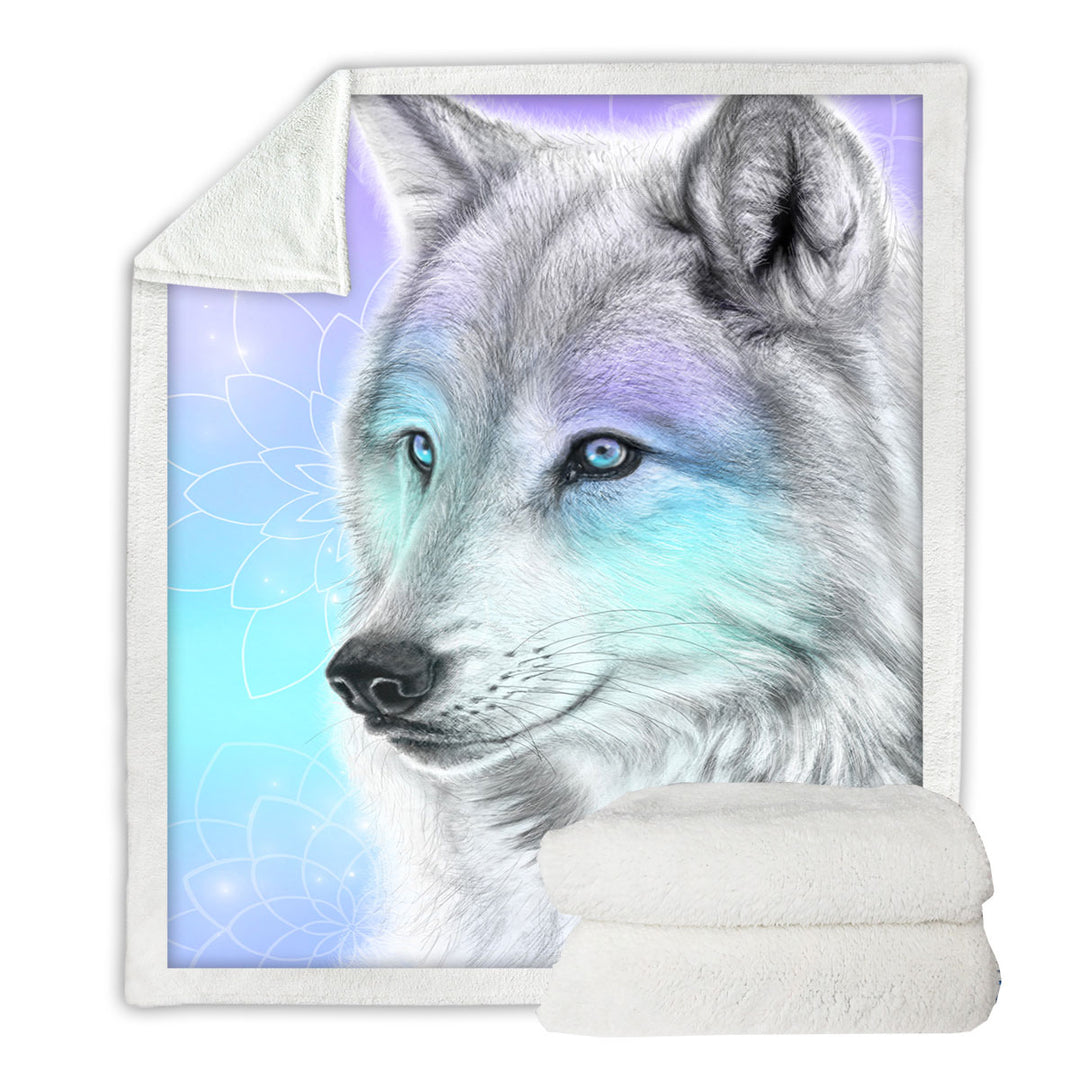 Pastel Dream Wolf Fleece Blanket