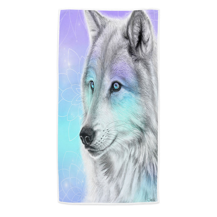 Pastel Dream Wolf Microfiber Beach Towel