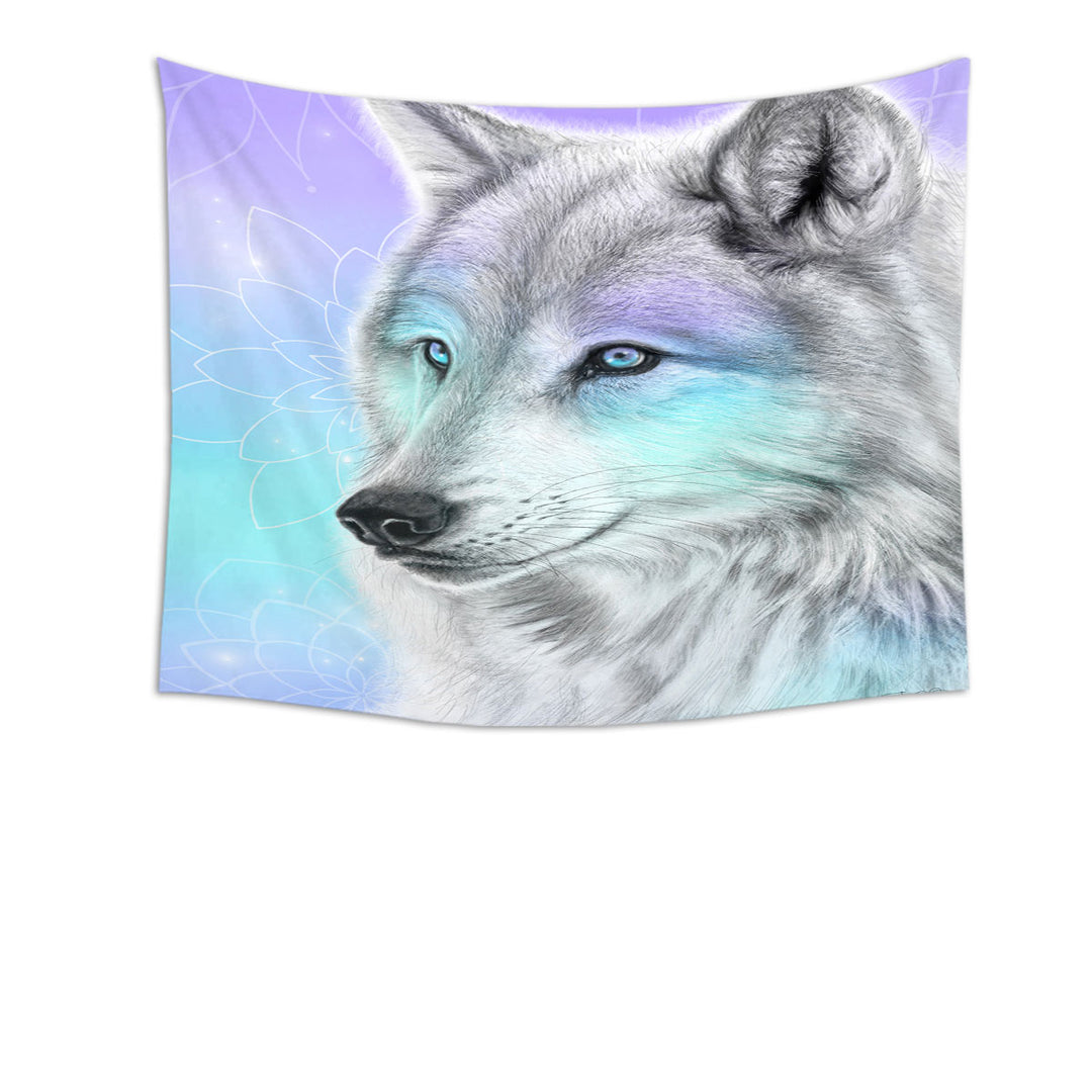 Pastel Dream Wolf Tapestry Wall Hanging