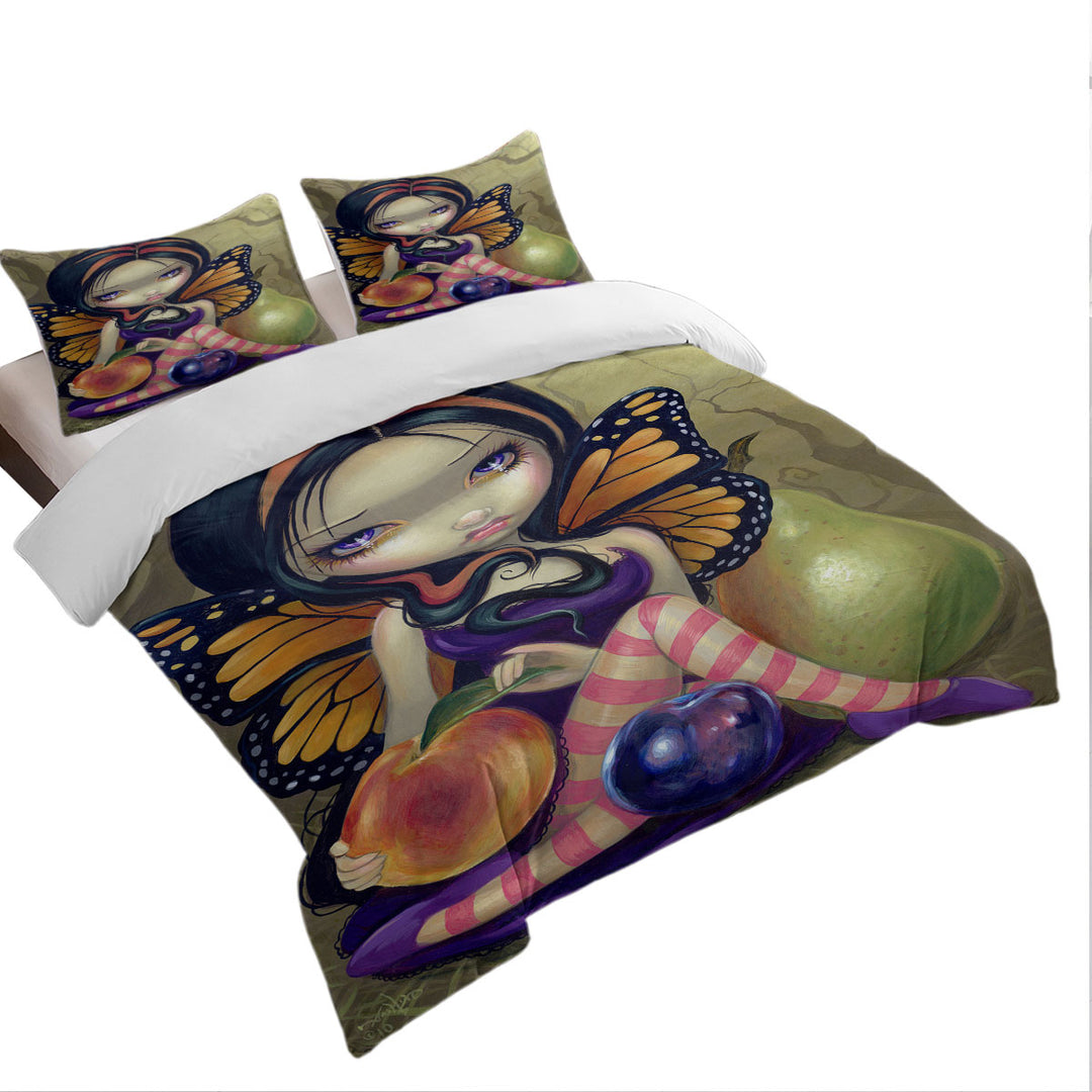 Peach Plum Pear and the Cute Butterfly Fairy Comforter Cover