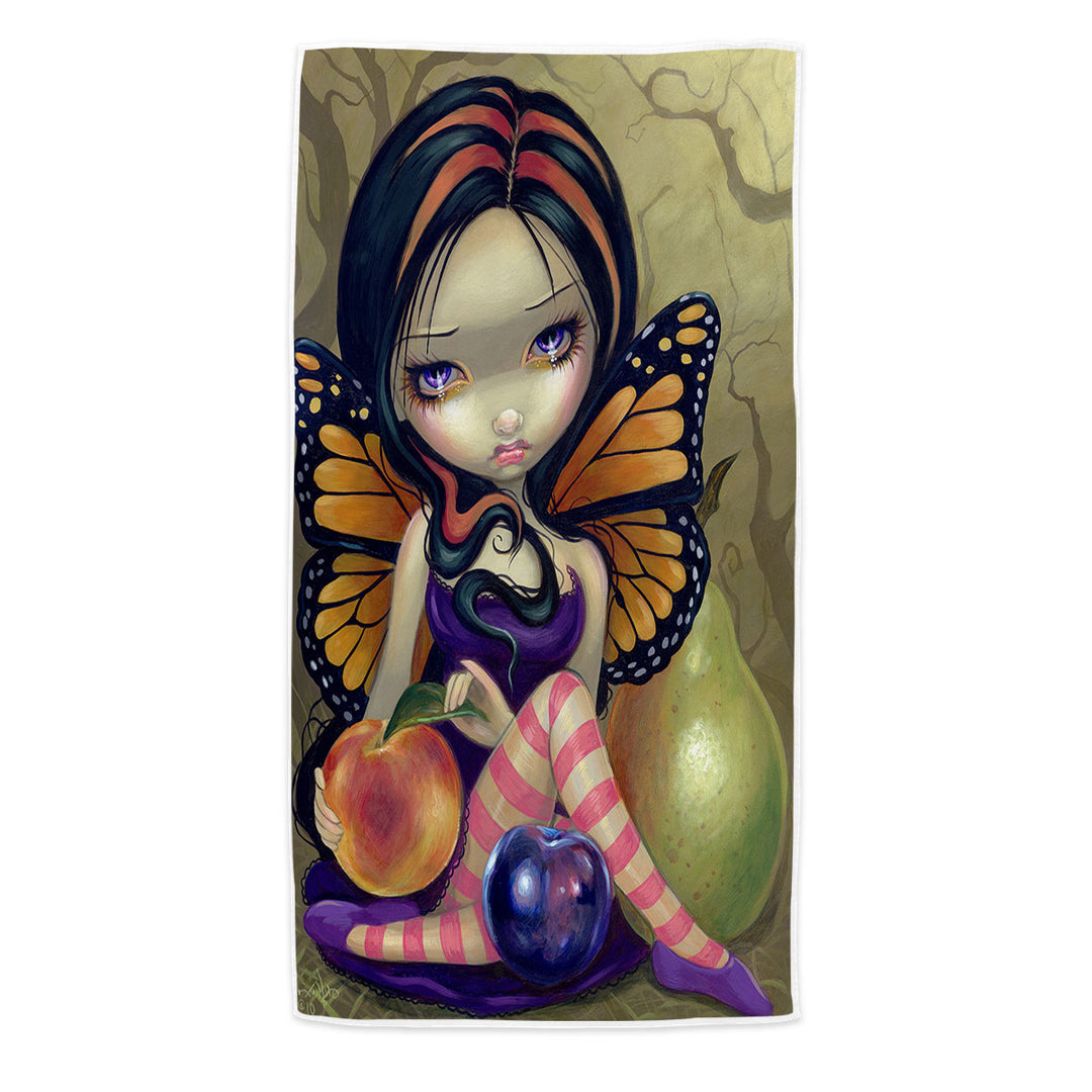 Peach Plum Pear and the Cute Butterfly Fairy Lightweight Beach Towel