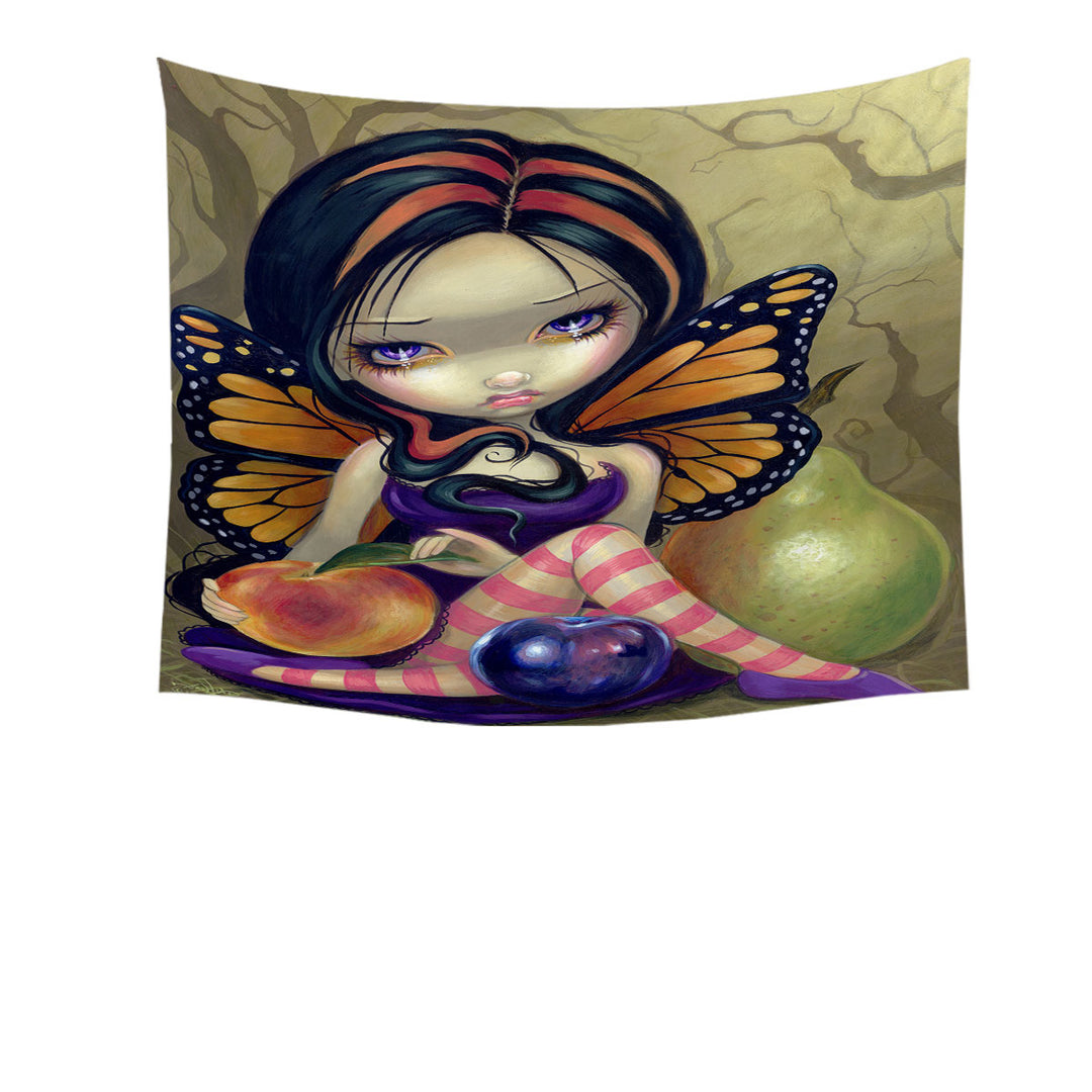 Peach Plum Pear and the Cute Butterfly Fairy Tapestry