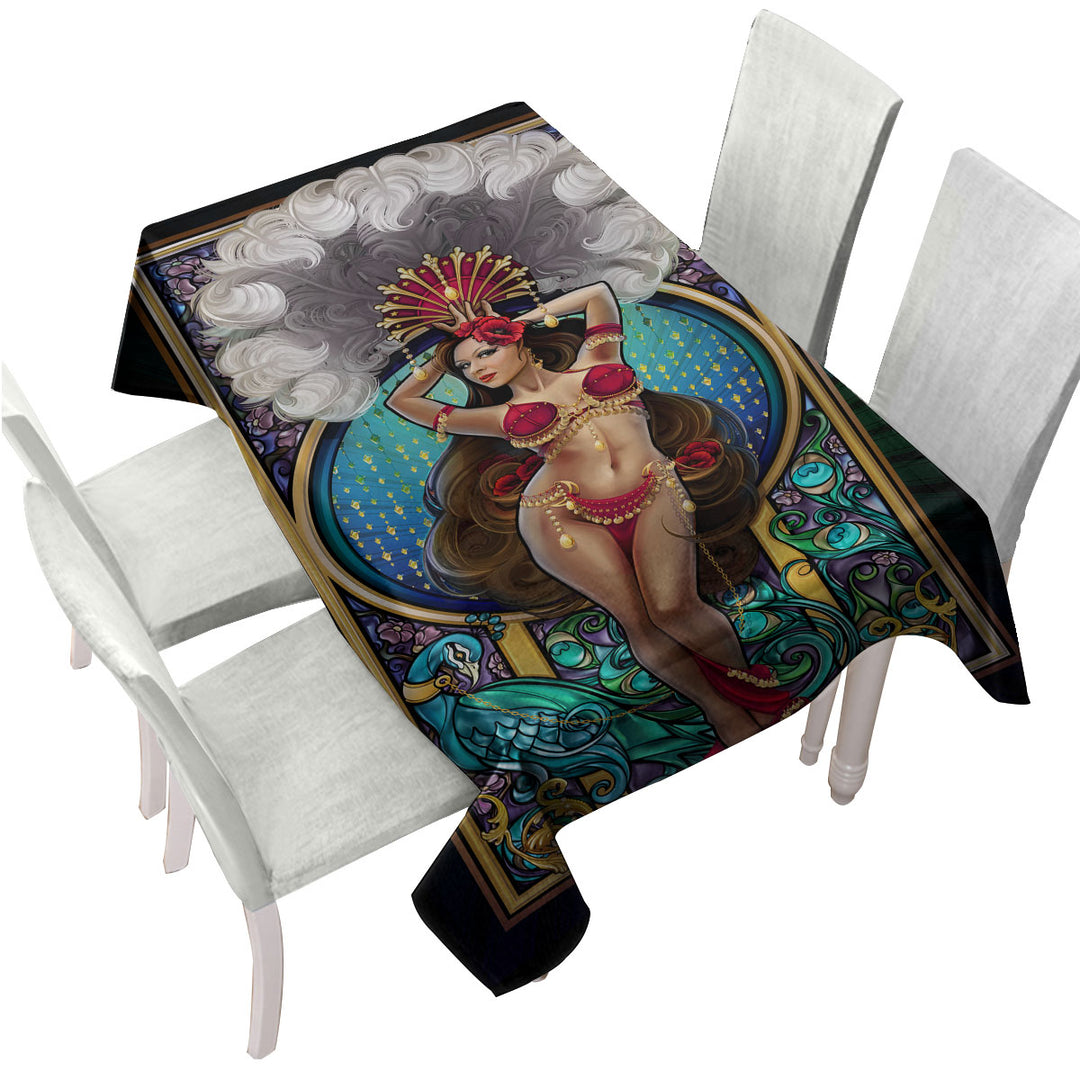 Peacock and Sexy Burlesque Belly Dancer Tablecloths