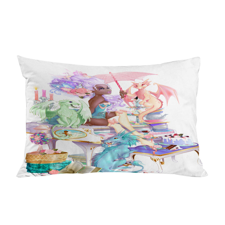 Piano Cute Dragons and Beautiful Black Girl Pillowcases