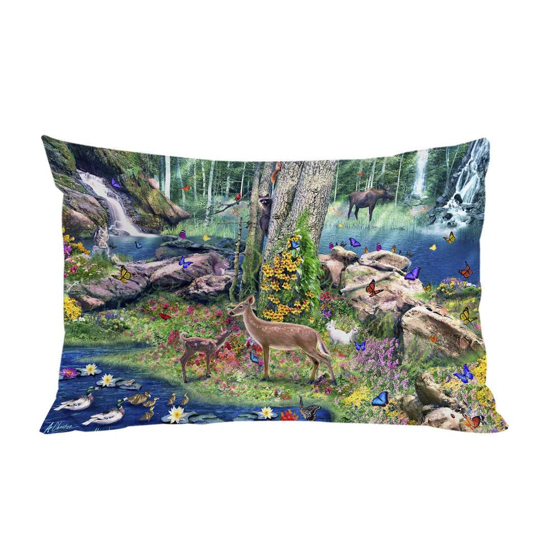 Pillow Case Covers with American Forest Animals