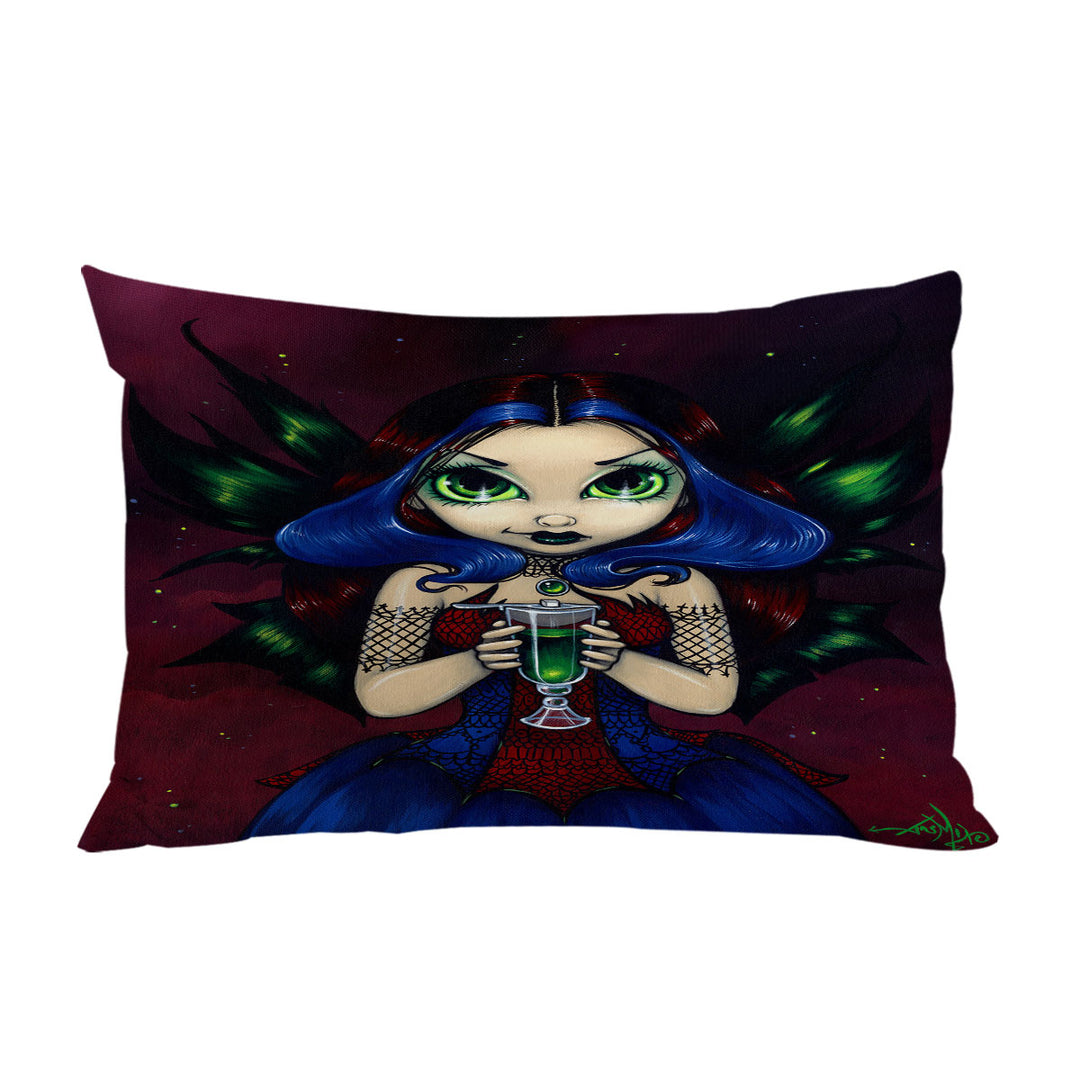 Pillow Case Covers with Cool Blue Haired Fairy Eyes of Absinthe