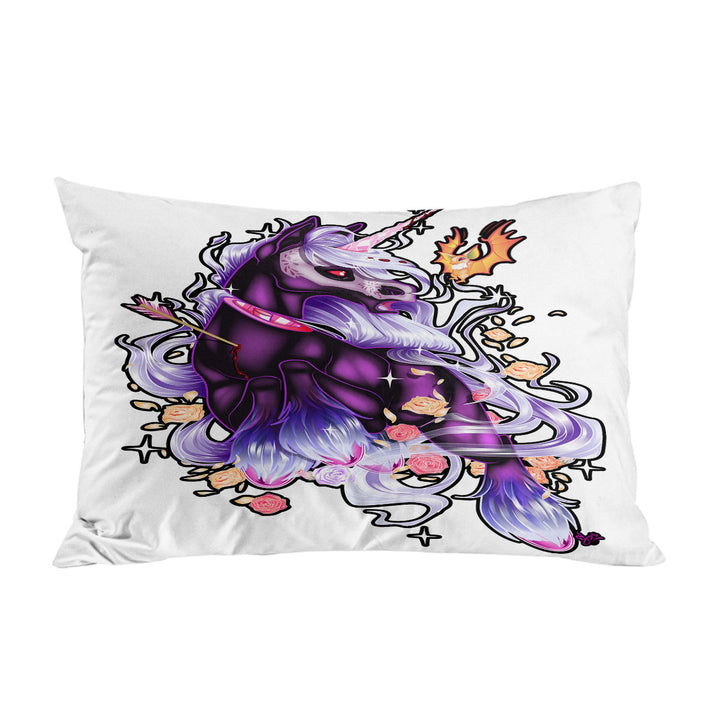 Pillow Case Covers with Cool Little Dragon and Purple Unicorn