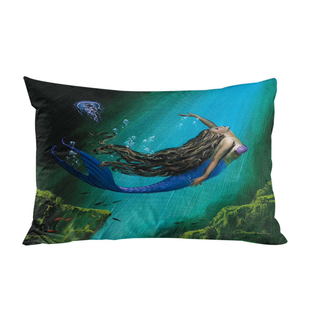 Pillow Case Covers with Enchantment Underwater Art Jellyfish and Mermaid