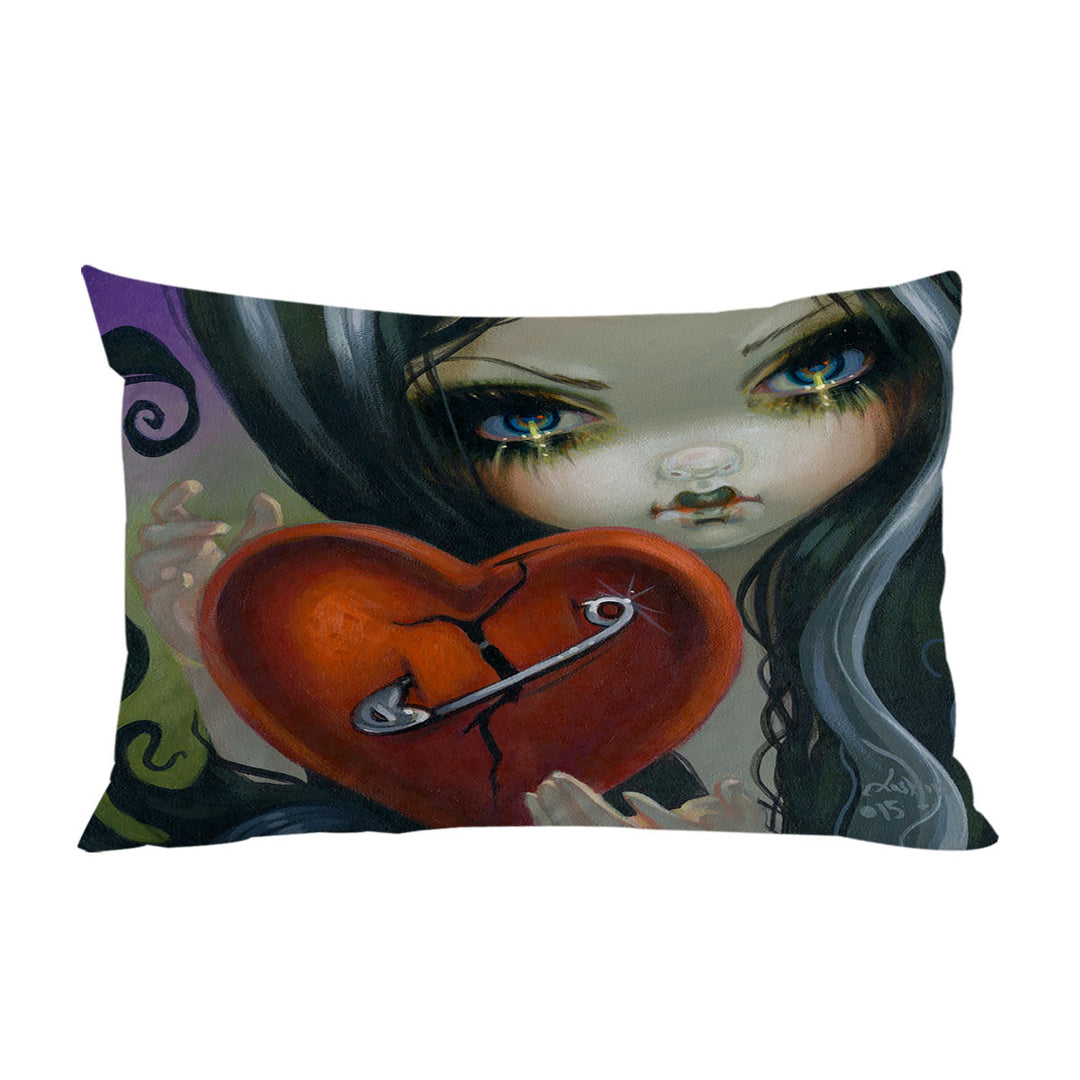 Pillow Case Covers with Faces of Faery _230 Goth Girl Fixing a Broken Heart