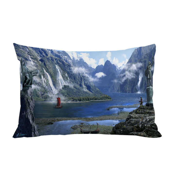 Pillow Case Covers with Fantasy Nature Artwork Viking Fjord