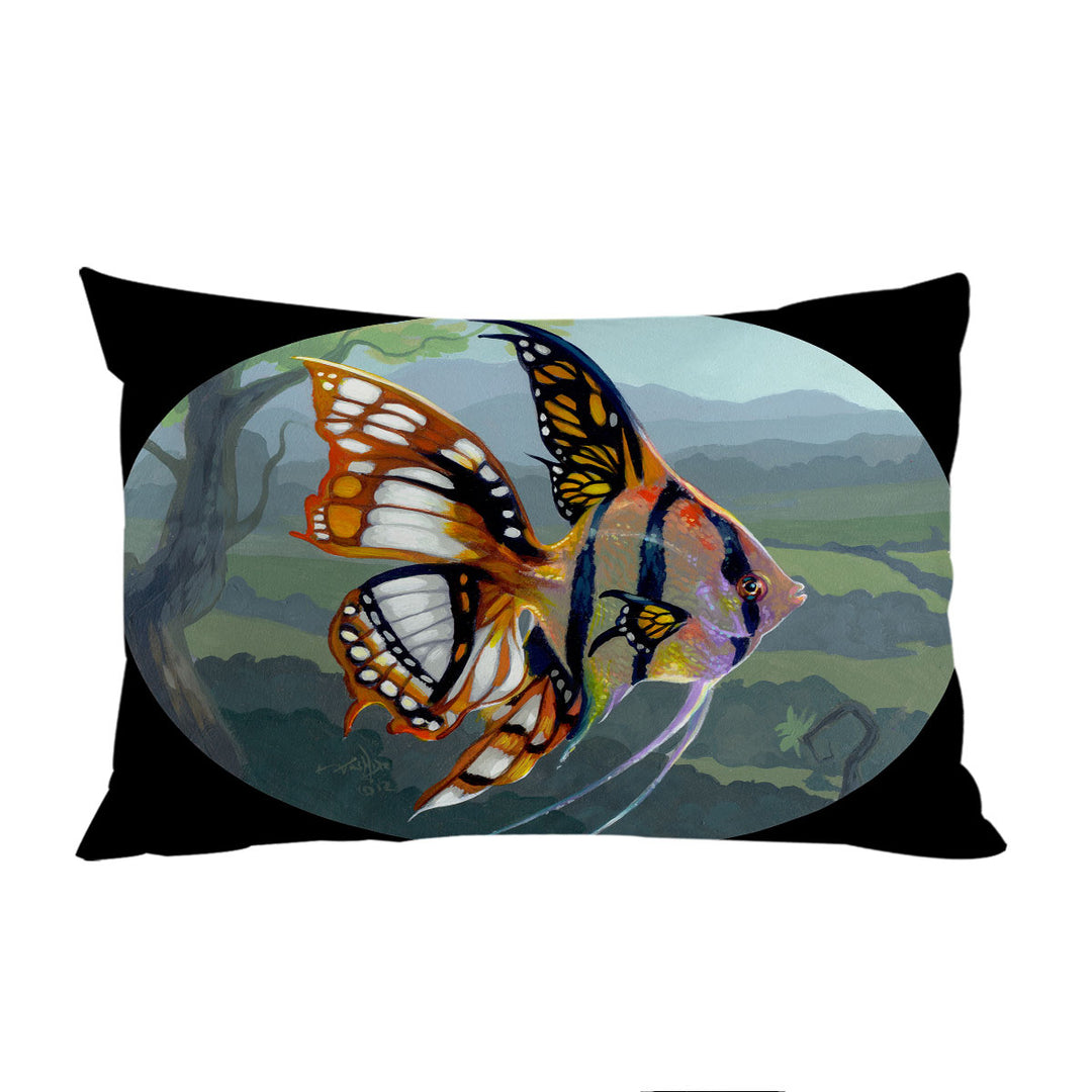 Pillow Case Covers with Fine Art Flying Fish Butterfly Winged Angelfish