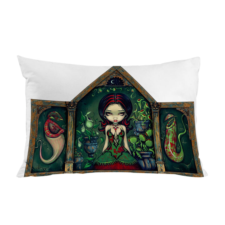 Pillow Case Covers with Goth Victorian Girl in the Carnivorous Greenhouse