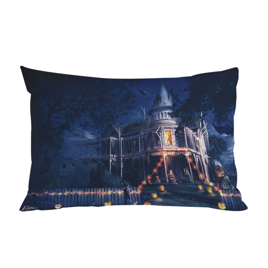 Pillow Case Covers with Scary Haunted House Halloween