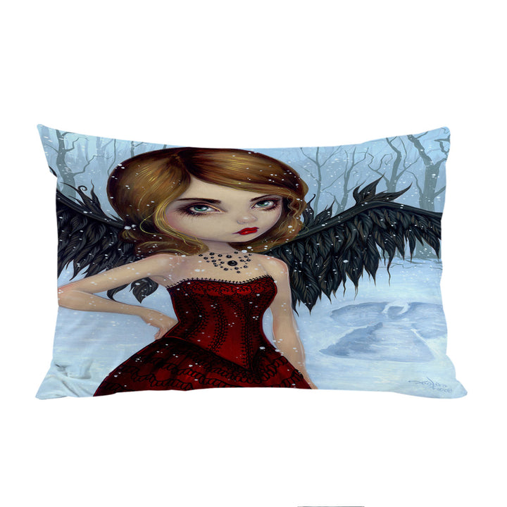 Pillow Case Covers with Snow Angels Winter Forest Winged Beautiful Maiden