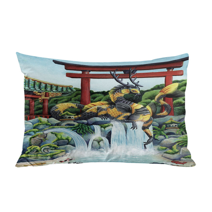 Pillow Case Covers with The Japanese Emperor Koi Fish and Dragon