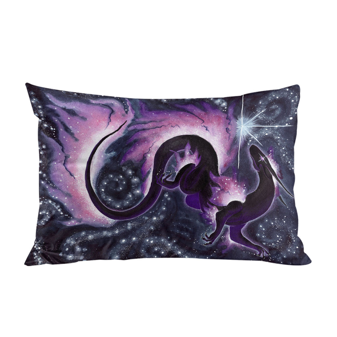 Pillow Case Covers with The Star Dancer Fantasy Art Purple Galaxy and Dragon