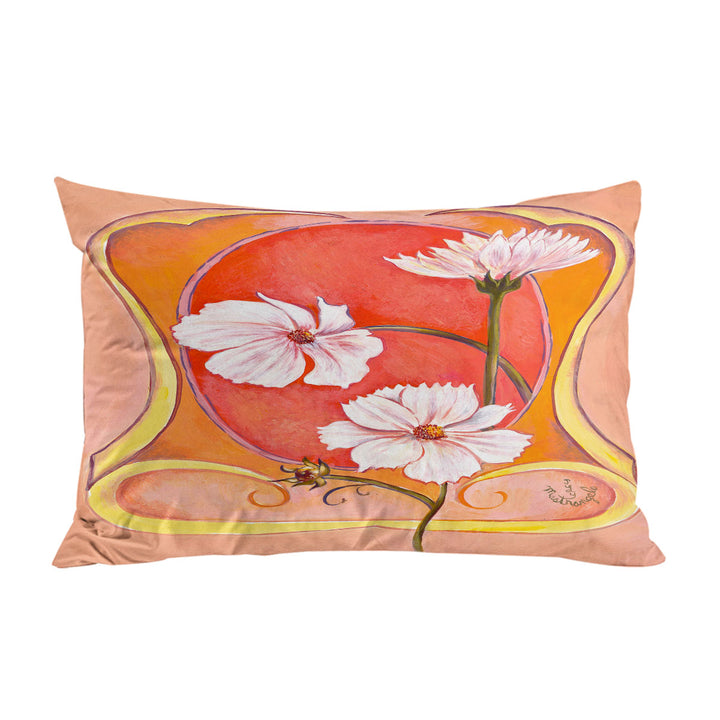 Pillow Cases with Art Deco Cosmos White Flowers