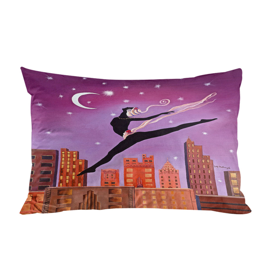 Pillow Cases with Art Deco Leap Night City Dancing Painting