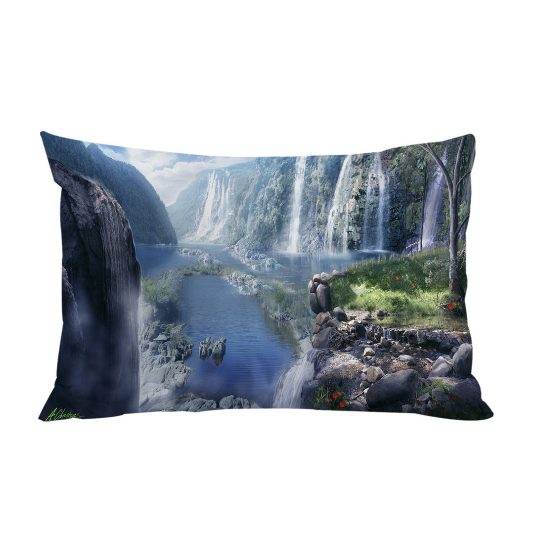 Pillow Cases with Beautiful Nature Waterfall Paradise