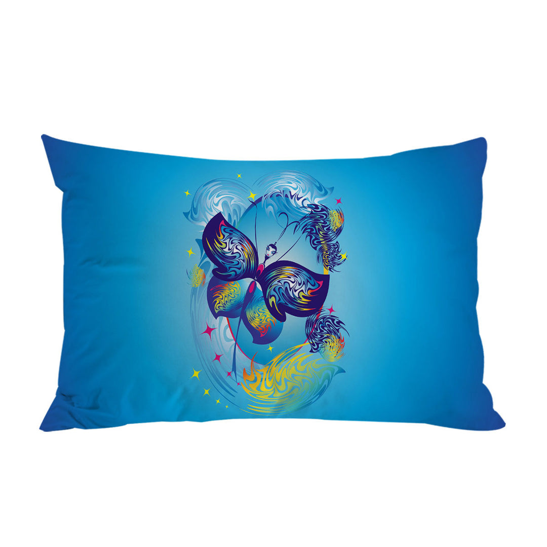 Pillow Cases with Blue Fairy Tale Butterfly Character