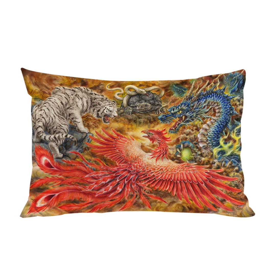 Pillow Cases with Cool Fantasy Art Four Heavenly Beasts