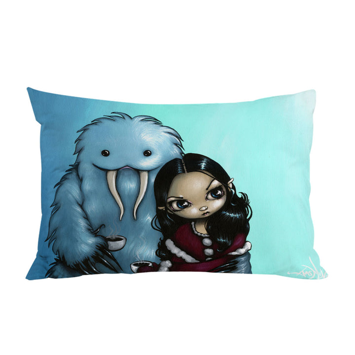 Pillow Cases with Cool Scary Kids Art Below Zero Girl and Yeti