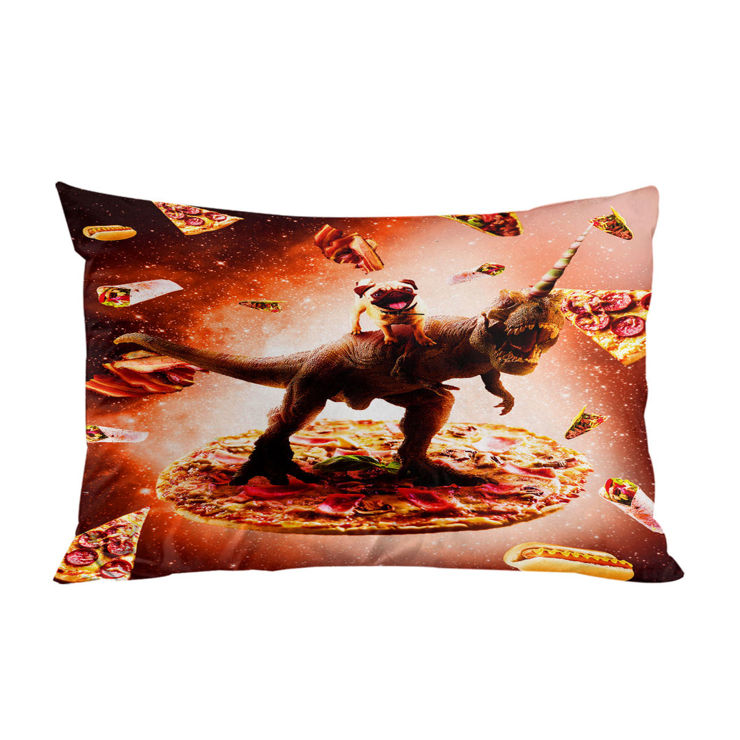 Pillow Cases with Cool and Crazy Outer Space Pug Riding Dinosaur Unicorn