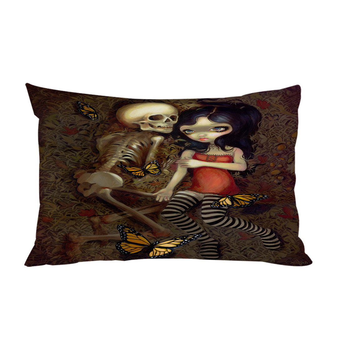 Pillow Cases with Dark Art I_m Almost With You Girl and Skeleton