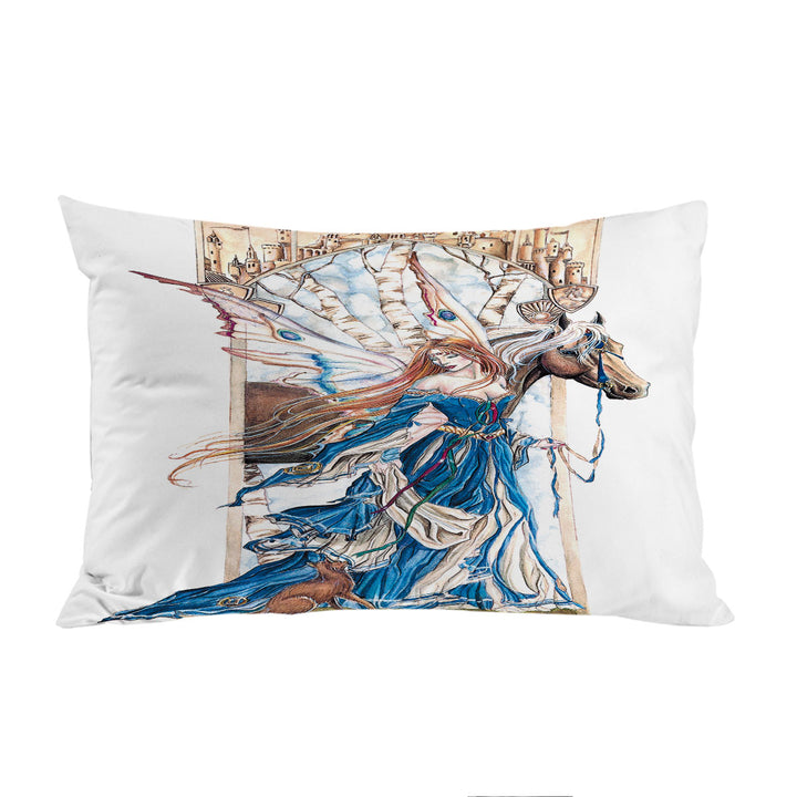 Pillow Cases with Fairytale Art Drawing Serenity Fairy and Horse