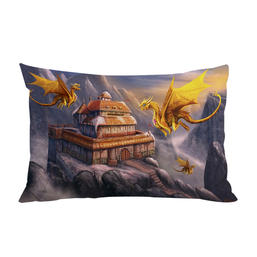 Pillow Cases with Fantasy Art Dragons Haven in the Mountains