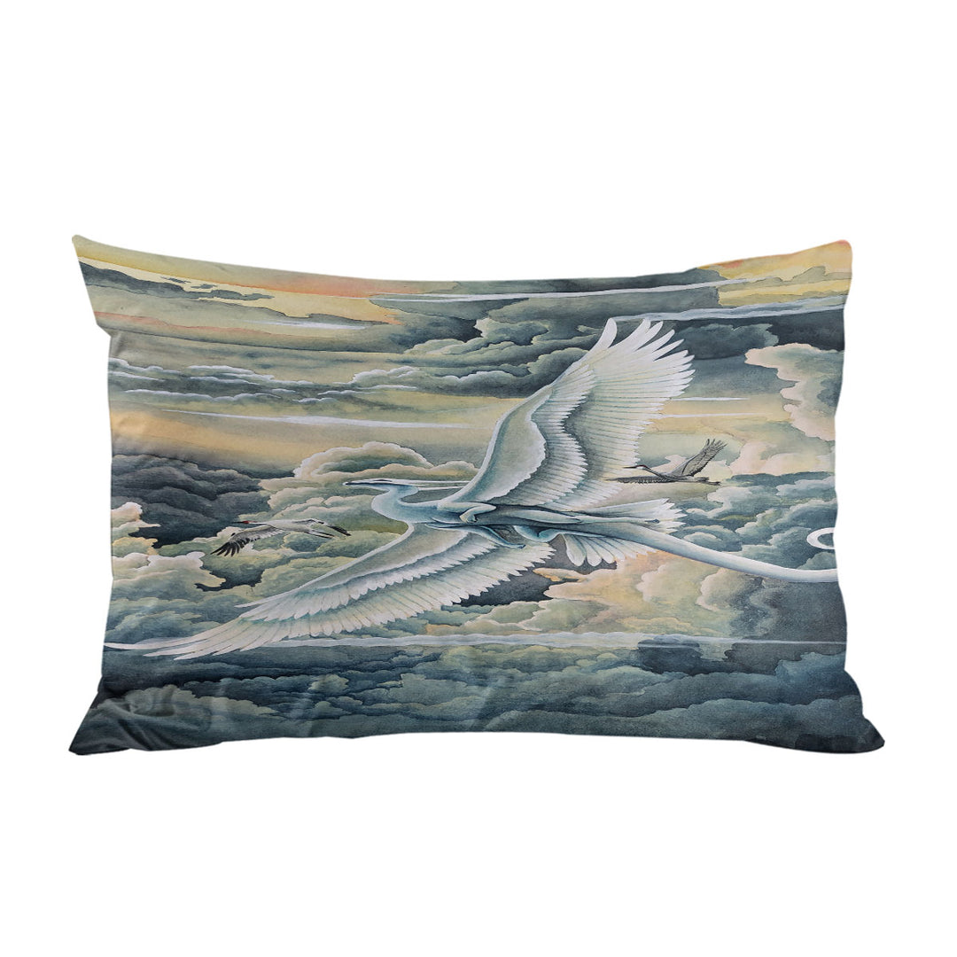 Pillow Cases with Fantasy Art Soaring Wonders Storks and Dragon