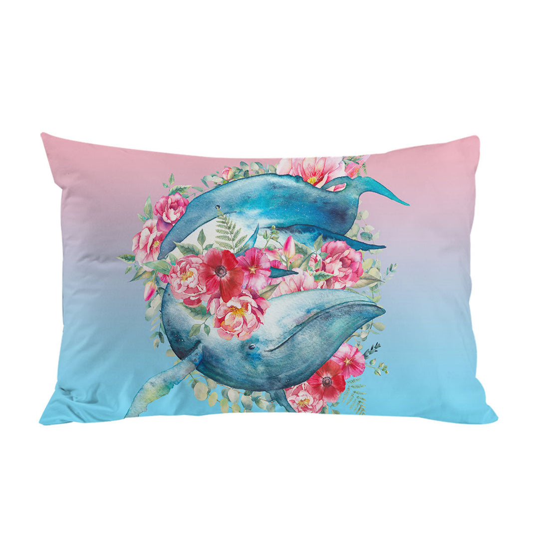 Pillow Cases with Floral Whales