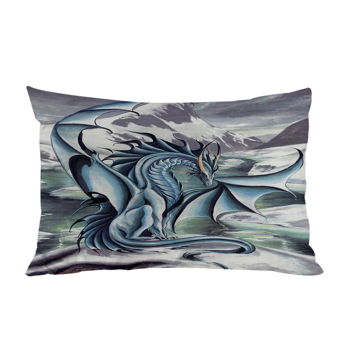 Pillow Cases with Frostbringer Blue Dragon Drawing