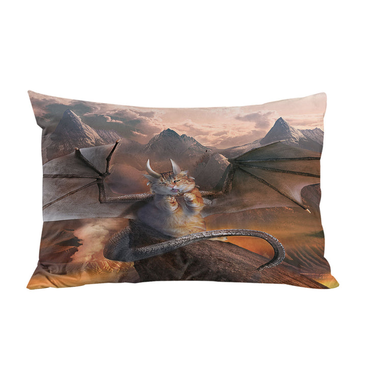 Pillow Cases with Funny Fantasy Art Evil Dragon Kitty Cat