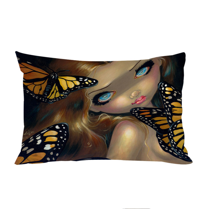 Pillow Cases with Girl Nymph with Monarchs Butterflies