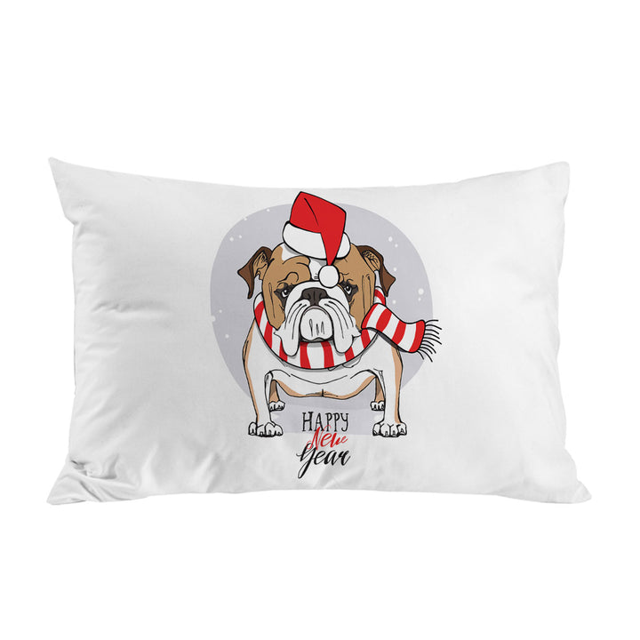 Pillow Cases with Happy New Year Funny Christmas Tough Bulldog