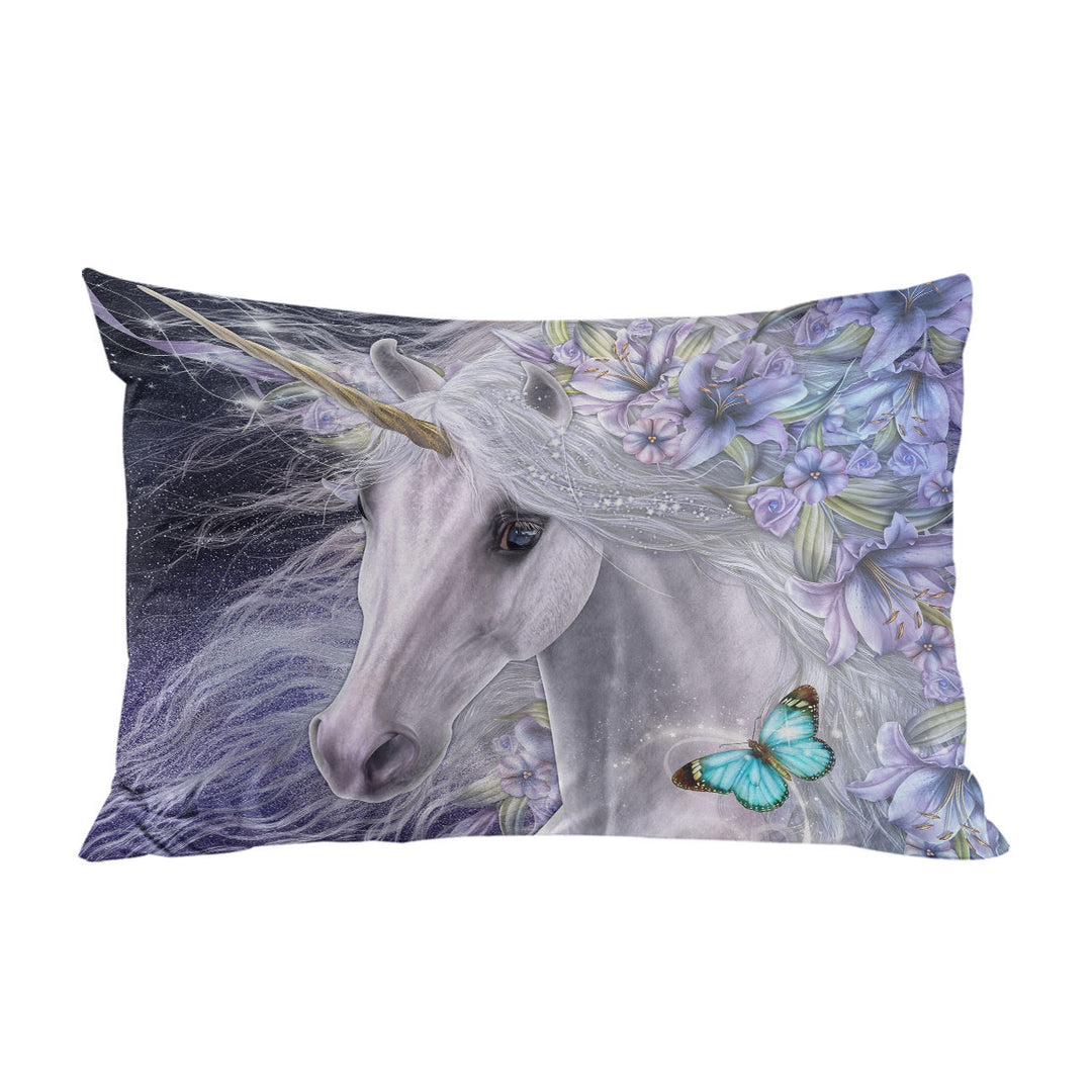 Pillow Cases with Lillicorn Art Purplish Lilli Flowers and Unicorn