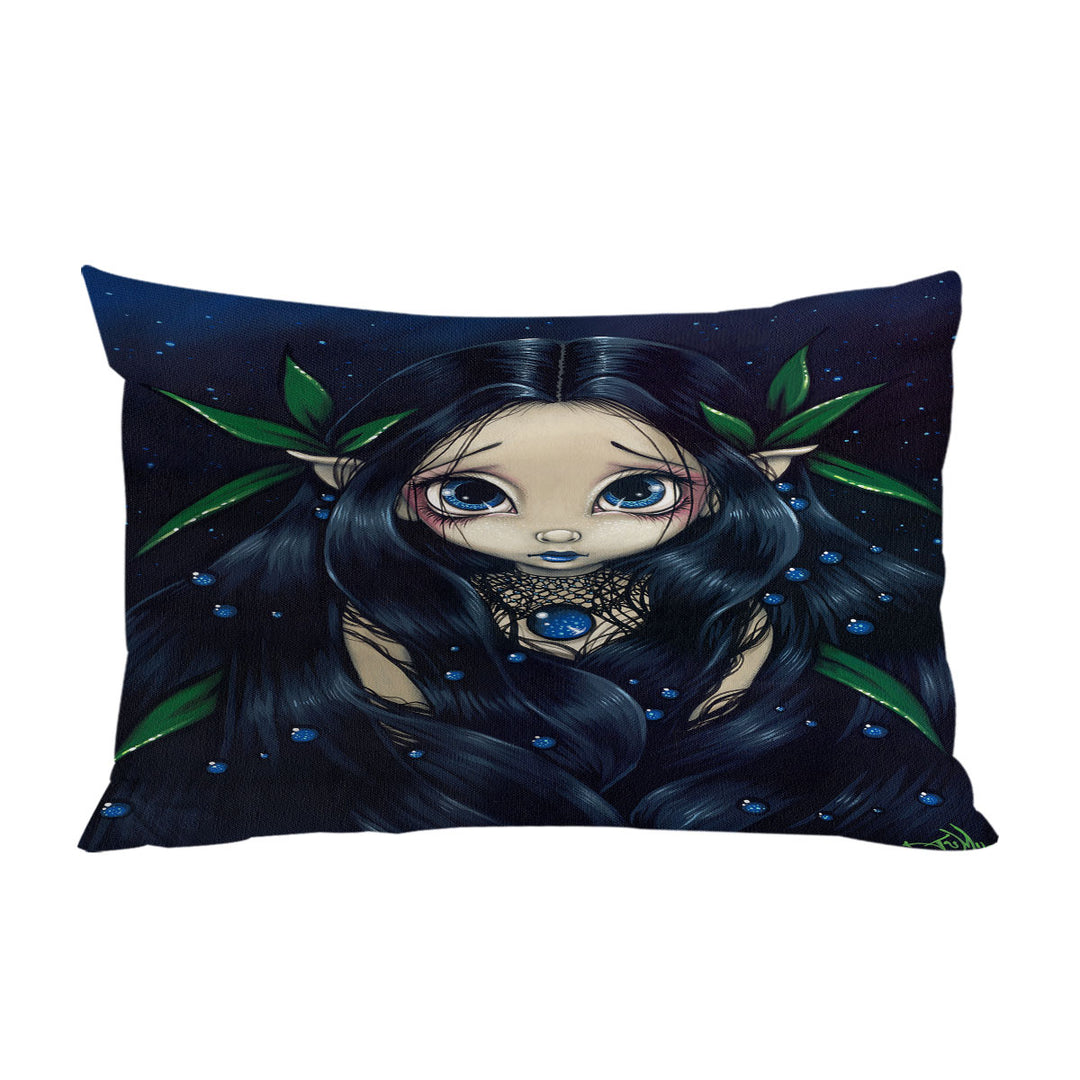 Pillow Cases with Lovely is the Night Dark Raven Hair Elf Fairy