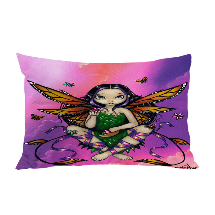 Pillow Cases with Monarch Butterfly Fairy at Sunset