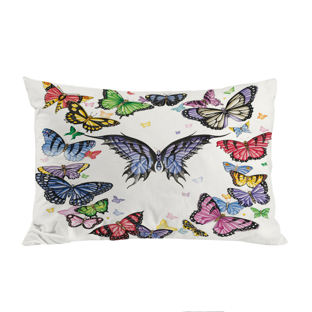 Pillow Cases with Multi Colored Dark Ring of Butterflies