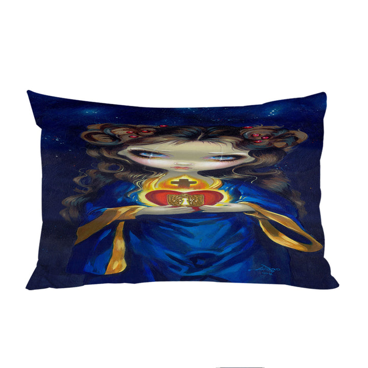 Pillow Cases with Occulta Cordis Beautiful Girl Holds Sacred Heart