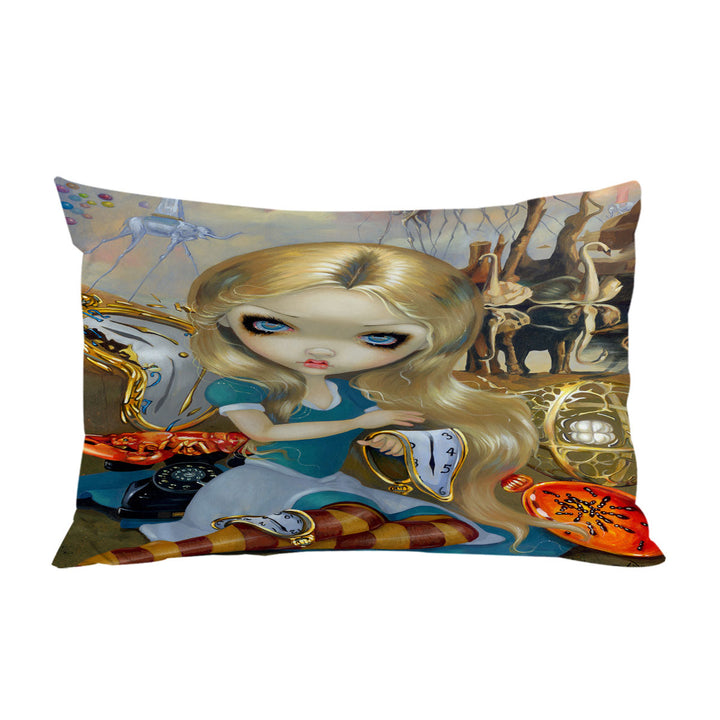 Pillow Cases with Painted Fantasy Alice in a Dali Dream