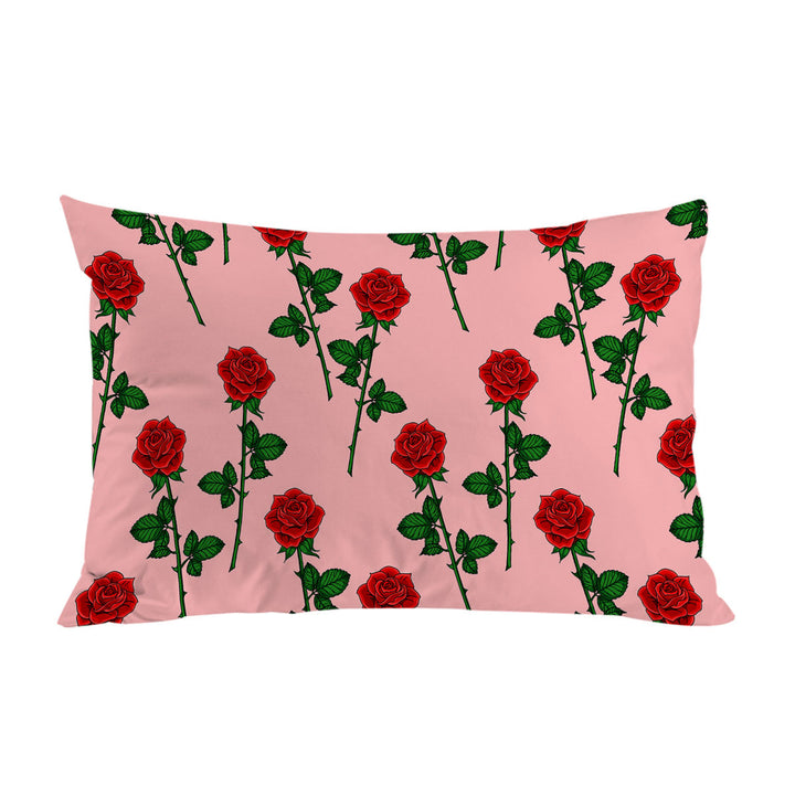 Pillow Cases with Roses Pattern over Pink