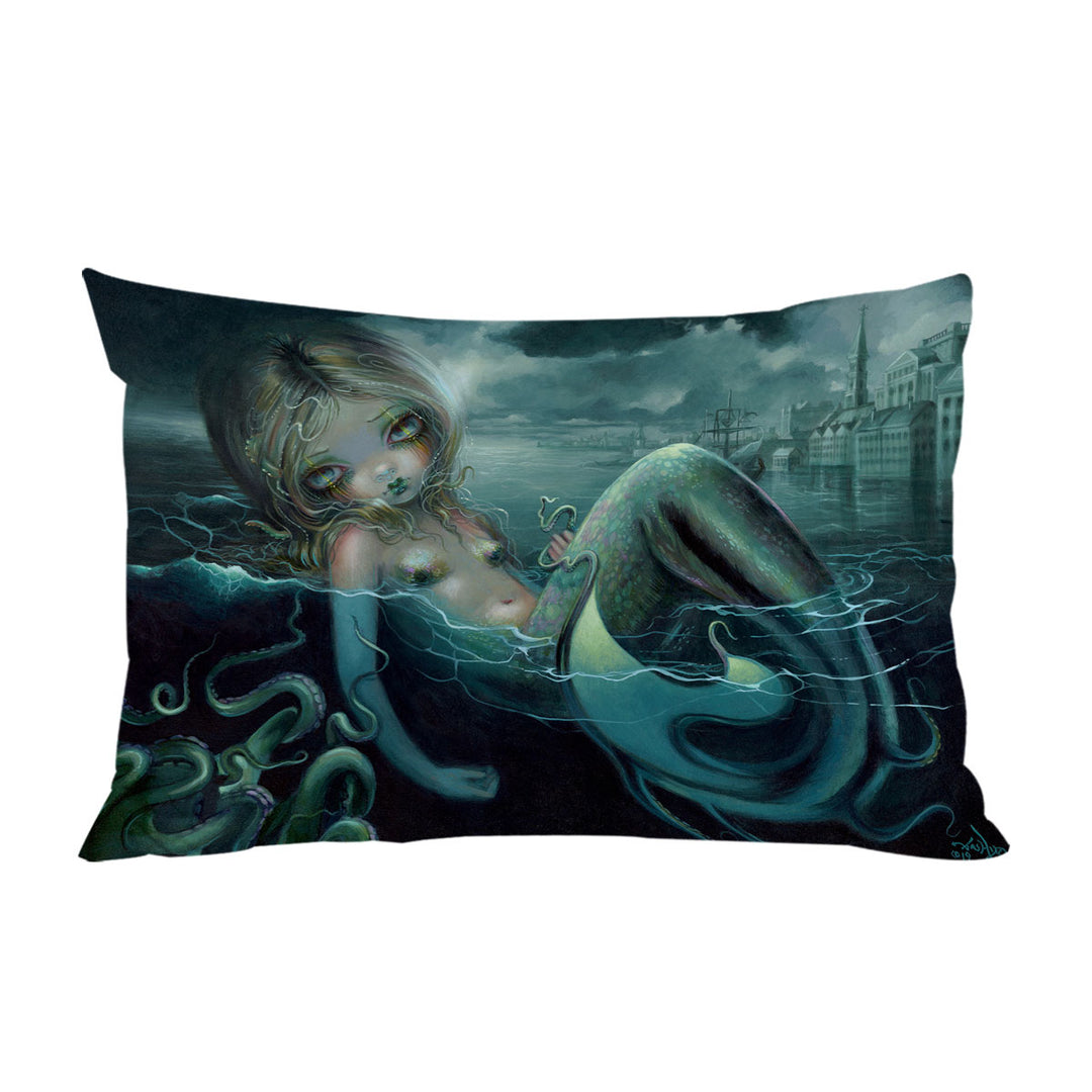 Pillow Cases with Scary Underwater Art Innsmouth Mermaid